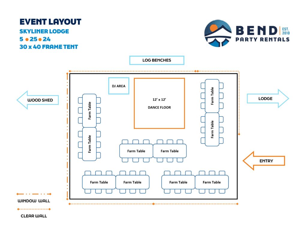 Sample Skyliner Lodge Tent Layout